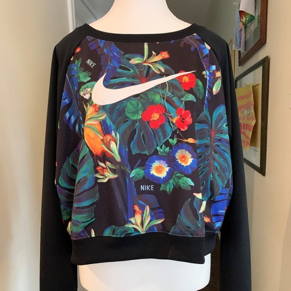Nike, crop top work out wear, XL, EUC, colourful tropical print